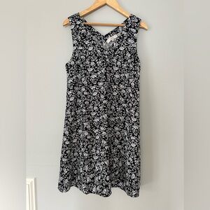 LOFT Floral Black and White Dress. Size Small